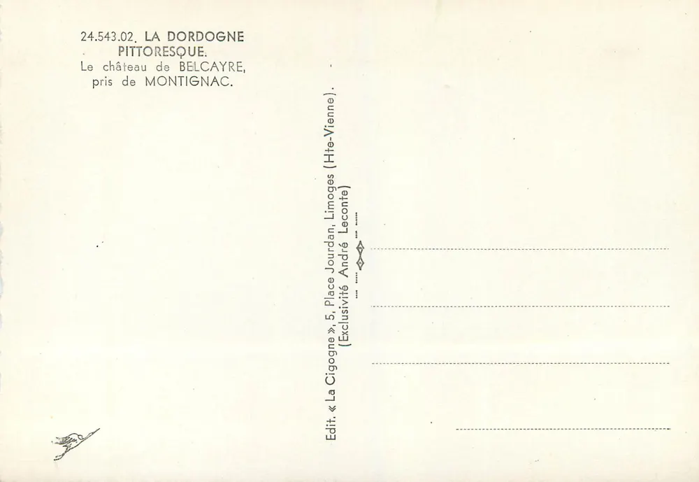 Schloss Belcayre — Montignac (Dordogne) — La Cigogne, n°24.543.02 - Rückseite
