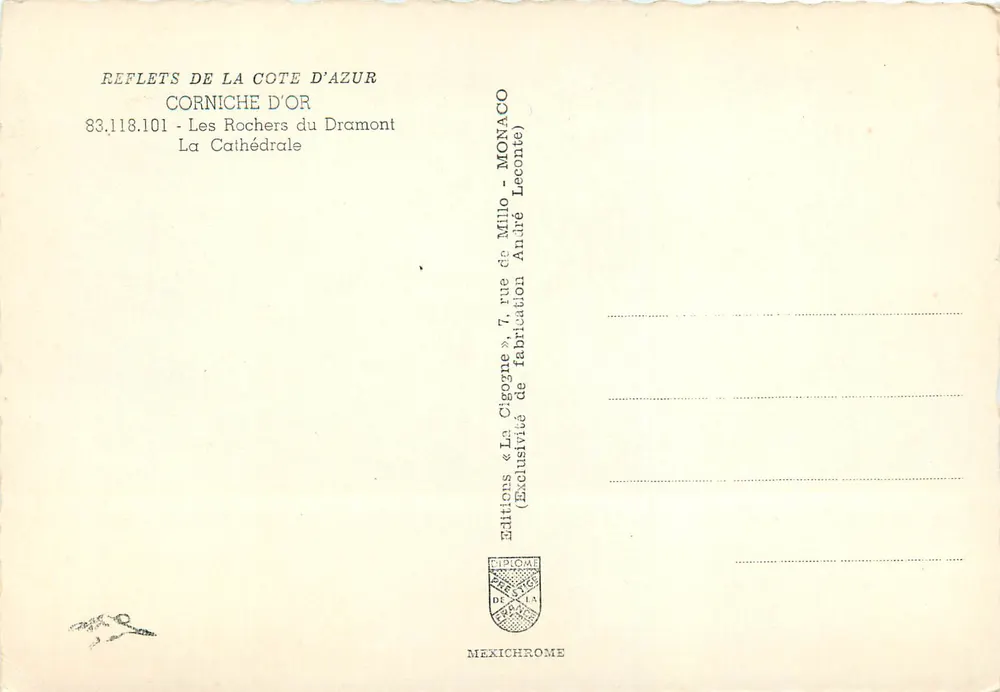 Les Rochers du Dramont — La Cathédrale — Éditions Diplôme - Verso