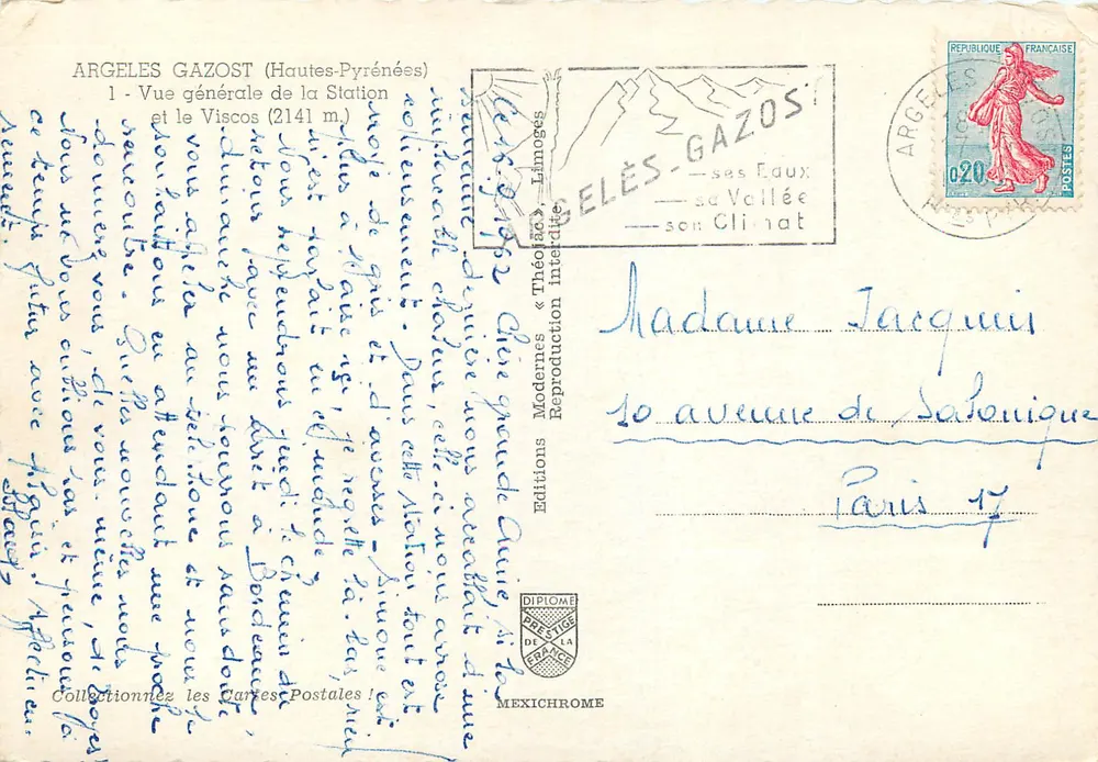 Argelès-Gazost (Hautes-Pyrénées) — Allgemeiner Blick auf die Station und den Viscos (2141 m) — Mexichrome Editions - Rückseite