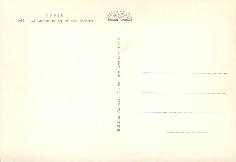 Il Luxembourg e i suoi Giardini — Parigi — Éditions Chantal - Verso