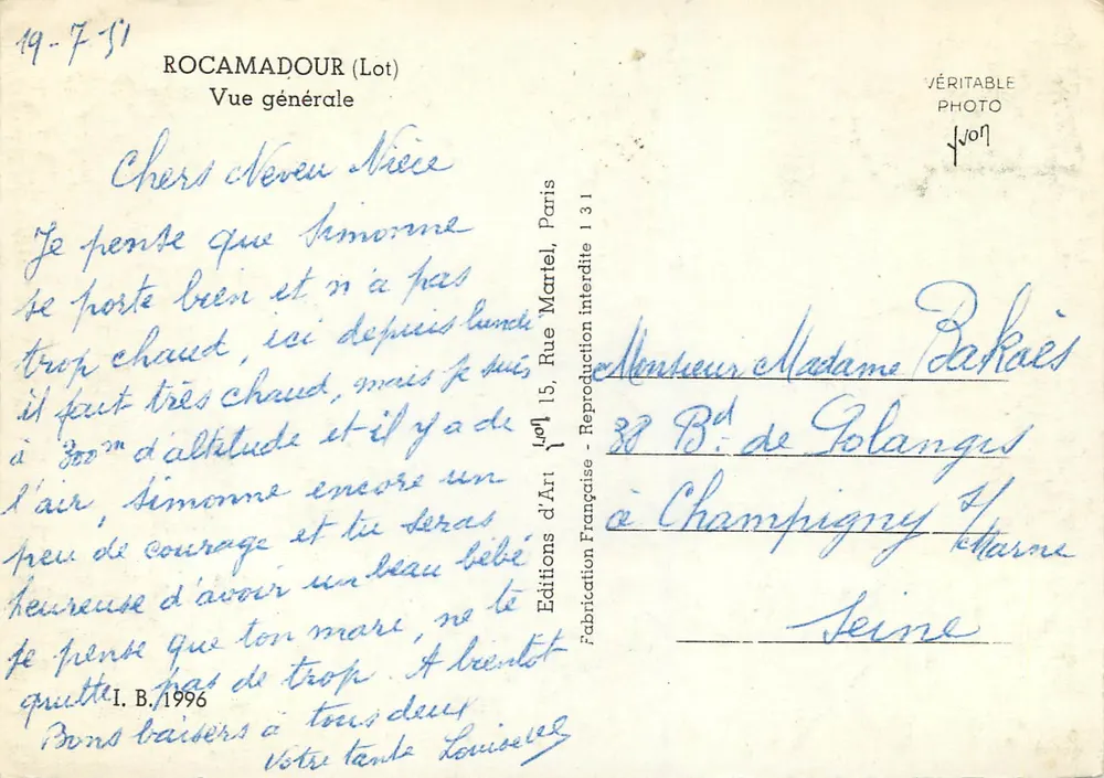 Rocamadour (Lot) — Vista geral — Éditions d'Art Française - Verso