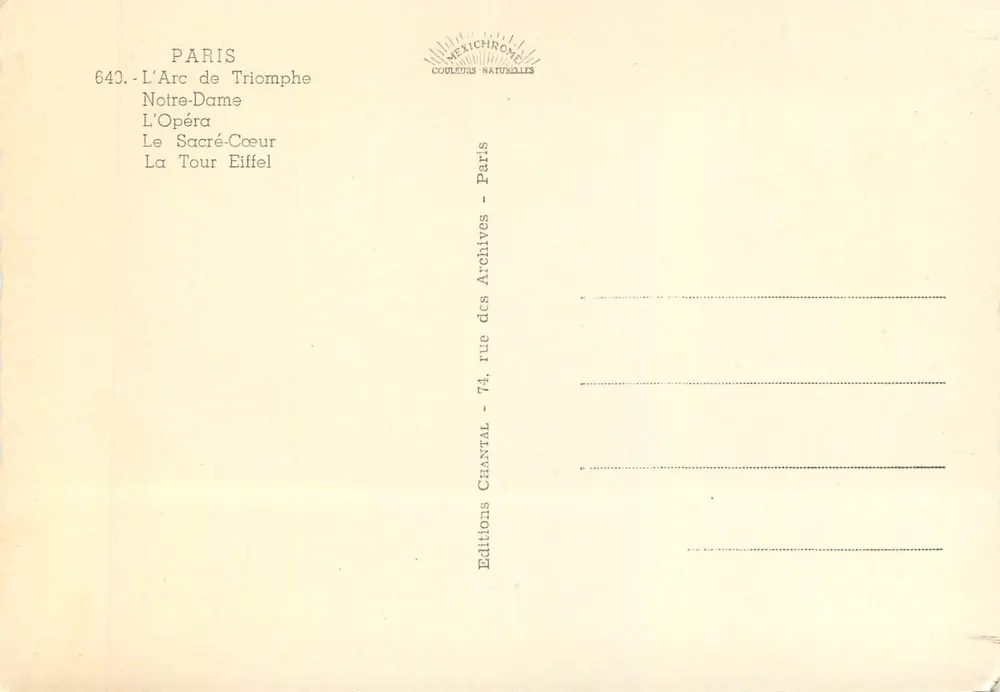 Paris — Arc de Triomphe, Notre-Dame, Opernhaus, Sacré-Cœur, Eiffelturm — Mexichrome Editions - Rückseite