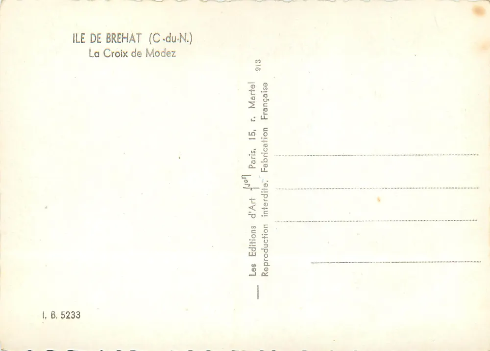 Eiland Bréhat (C.-du-N.) — La Croix de Modez — Edities van Kunst Joff - Achterkant