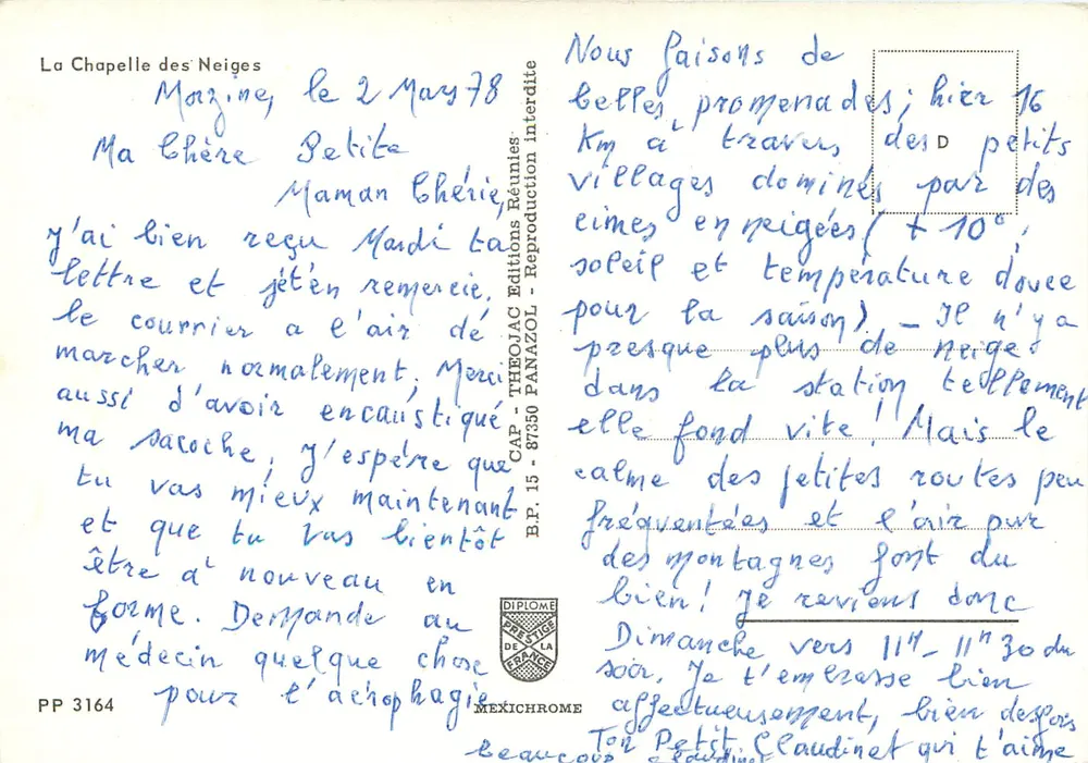 A Capela das Neves — Mazinghem — Éditions Panazol - Verso