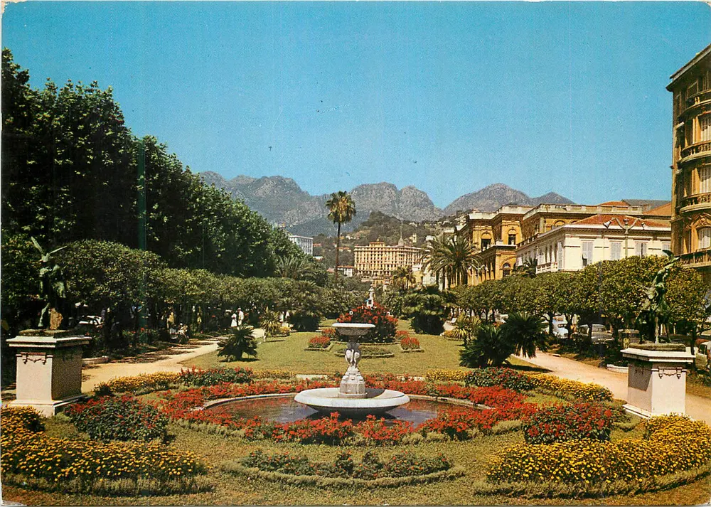 Menton — Der Öffentliche Garten und die Berge von Sainte-Agnès — Montluet Kunstausgaben - Vorderseite