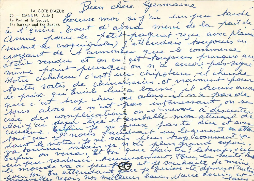 Cannes (A.M.) — Le Port et le Suquet — Reproduction interdite - Verso