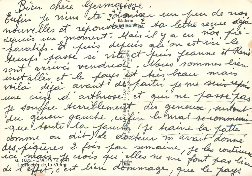 O Rocher da Virgem — Biarritz — editor Lavielle - Verso