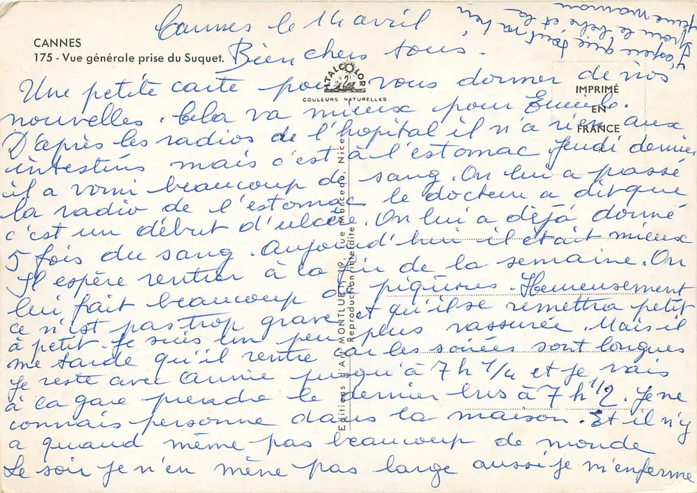 Cannes — General View Taken from the Suquet — Editions A. Montluel & Cie, n° 175 - Back