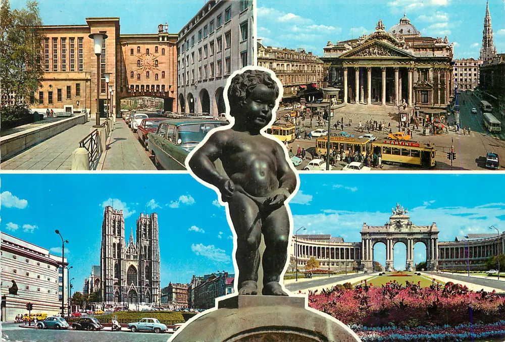 Bruxelas — vista panorâmica com a estátua do Pequeno Soldado — Éditions DEMOL - Frente