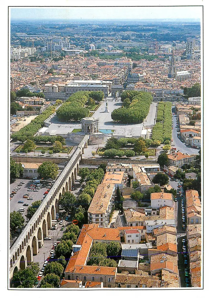 Montpellier — Luftbild des Gartens des Peyrou und der Brücke über den Garonne — Éditions de la Palette - Vorderseite