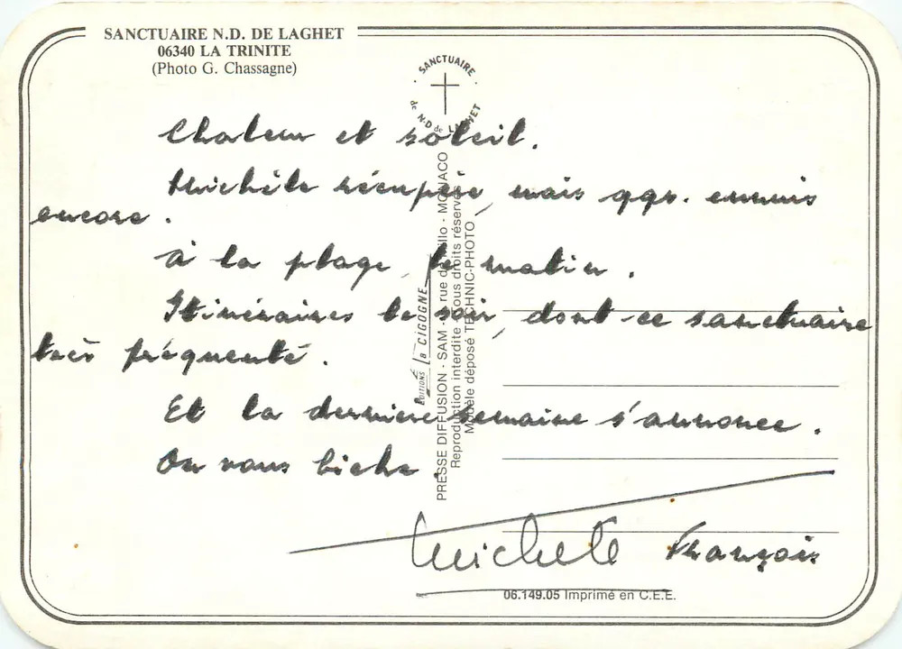 Santuário N.D. de Laghet — vista aérea — Foto G. Chassagne - Verso