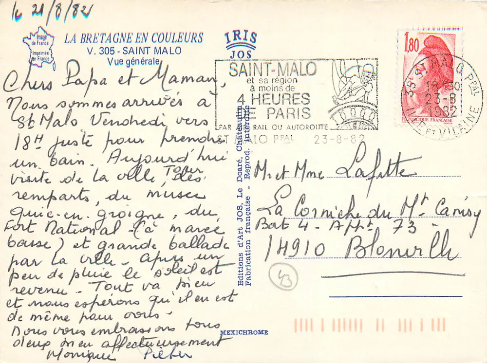 Saint-Malo — Vue générale — Editions d'Art JOS, V.305 - Verso