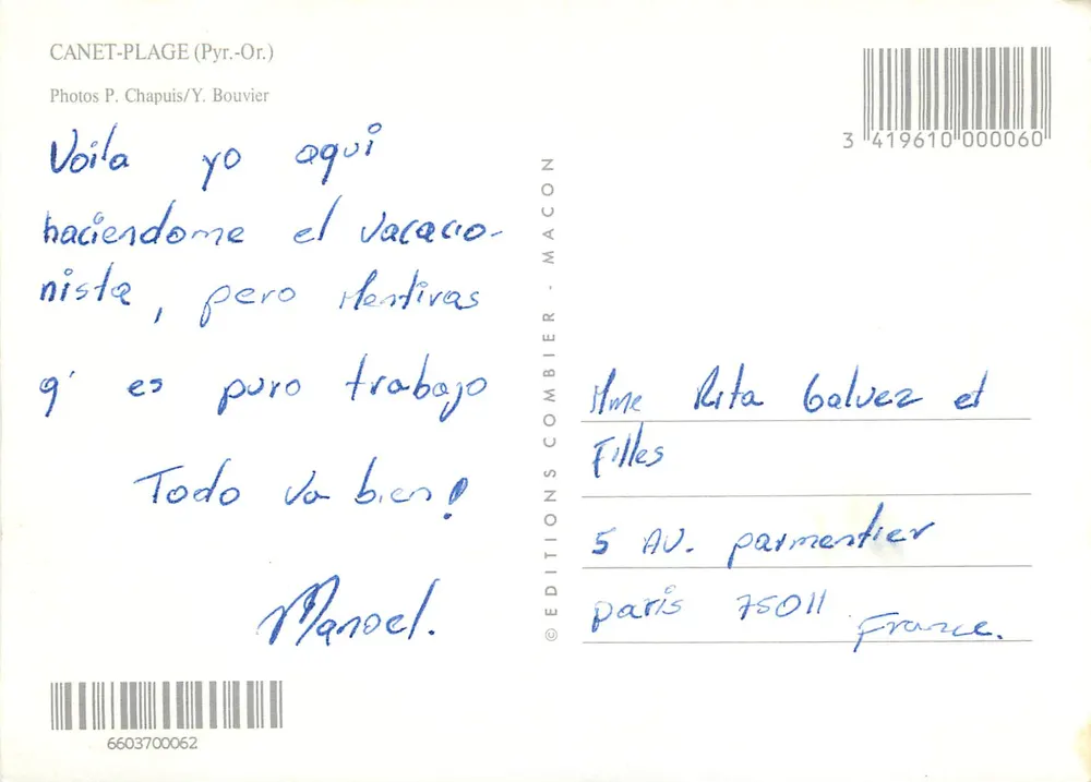 Canet-Plage — vista da praia, do carrossel e do cais — Éditions Combier, Macon - Verso