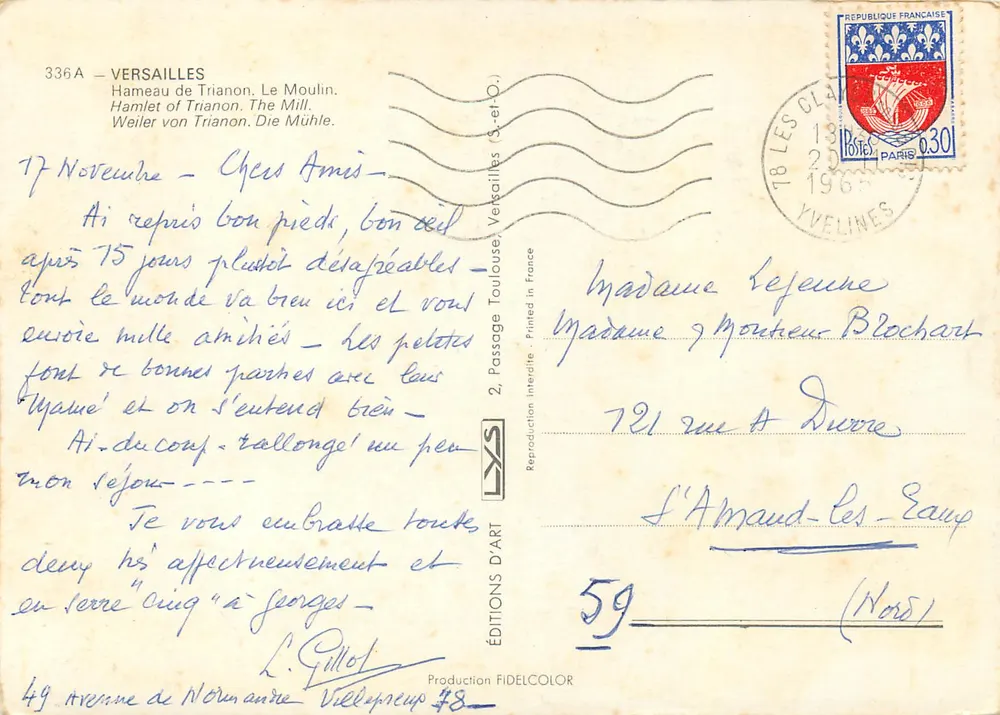 Habitação de Trianon — A Moinha — Edições Fidelcolor, n° 336A - Verso