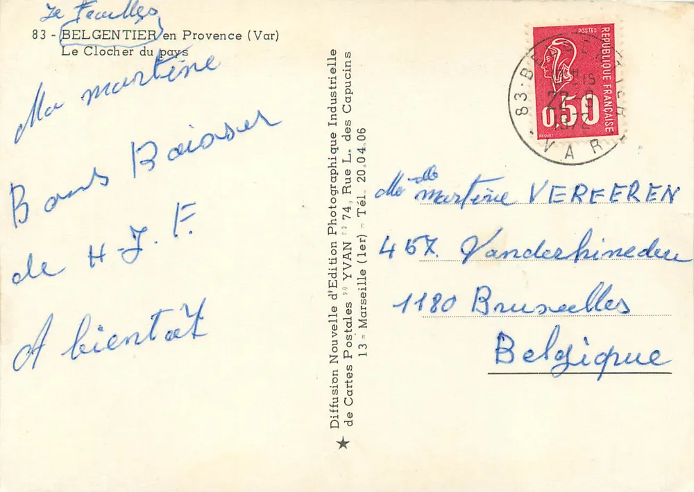 Belgentier en Provence (Var) — Le Clocher du pays — Édition Photographique Industrielle Yvan - Verso