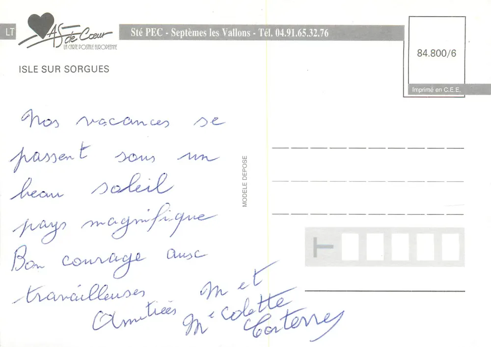 Isle-sur-Sorgues — roda d'água — Sté PEC - Septèmes les Vallons - Verso