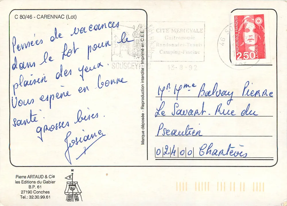 Carenac — Lembrete de Carenac — Edições do Gabier - Verso