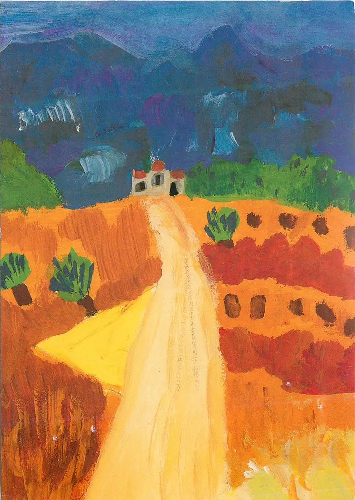 Landscape with path and house — painting — Association des Paralysies de France - Front