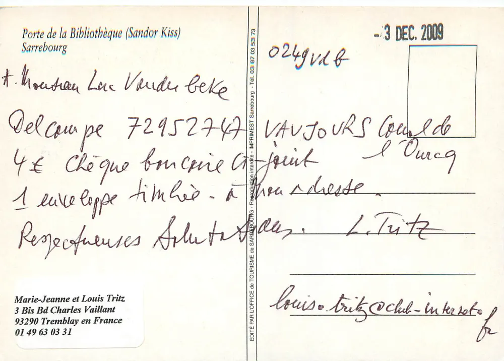 Porte de la Bibliothèque (Sandor Kiss) — Sarrebourg — Éditée par l'Office de Tourisme de Sarrebourg - Verso
