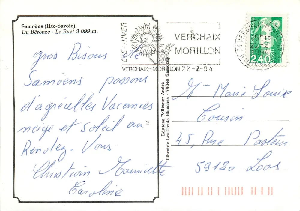 Samoëns (Hte-Savoie) — Du Bérouze - Le Buet 3 099 m. — Éditions Pellissier André - Verso