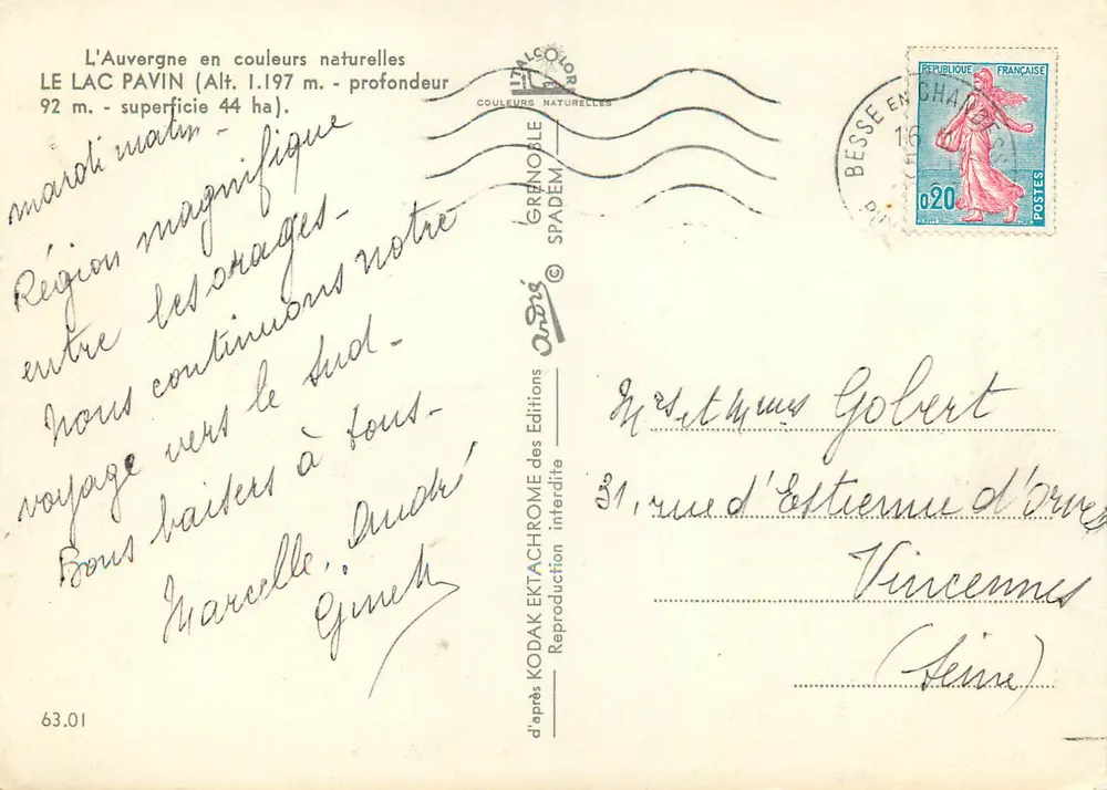 Le Lac Pavin — Auvergne — Éditions Grenoble - Verso