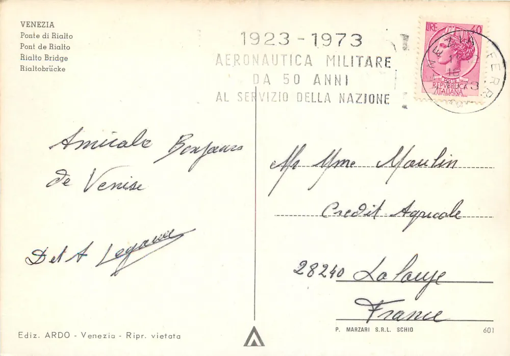 Venetië - Rialtobrug — Ed. ARDO - Venetië - Herprod. verboden - Achterkant