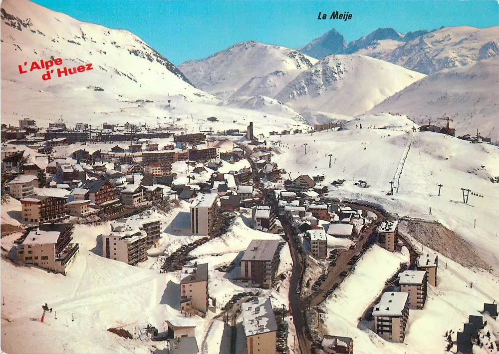 L'Alpe d'Huez — vista aérea nevada — Edições CILLARD - Frente