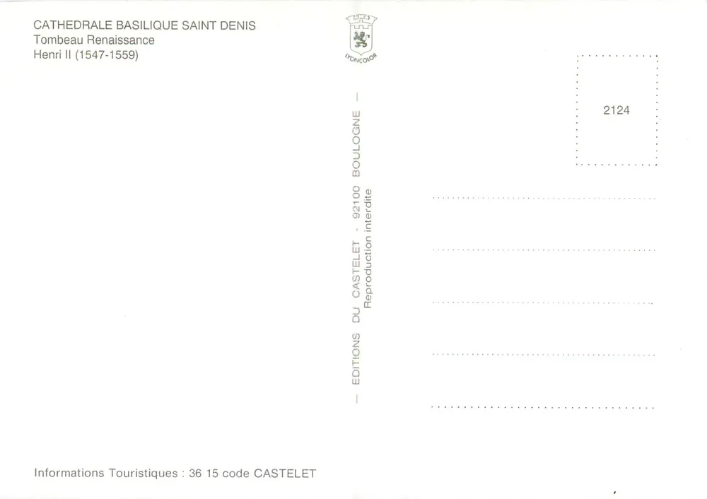 Tombeau Renaissance — Henri II (1547-1559) — Éditions Du Castelet - Verso