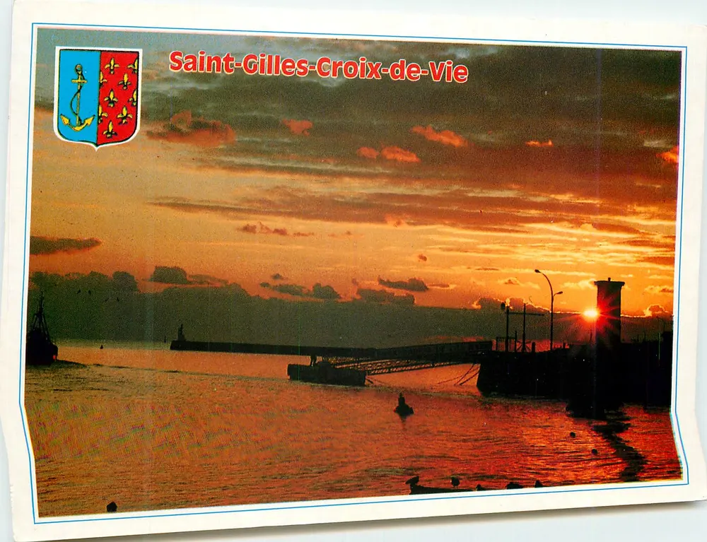 Saint-Gilles-Croix-de-Vie — coucher de soleil au port — Artaud Frères, Nantes - Recto