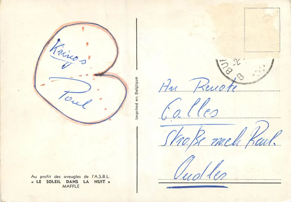 Château de neige et église — scène de Noël — L. Doboy - Verso