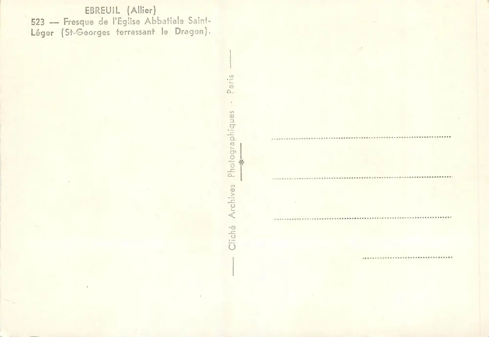 Saint-Georges, der Drachen tötet — Ébreuil (Allier) — Léger Cliché, Archives Photographiques, Paris - Rückseite
