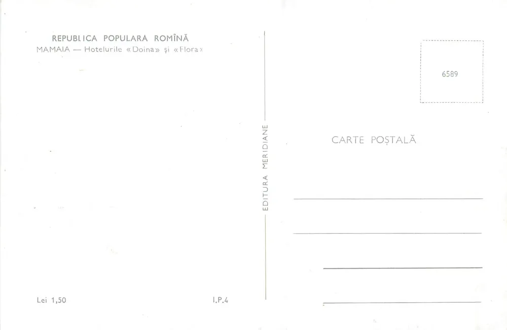 Mamaia — Hotels « Doina » und « Flora » — Verlag Meridiane, n° 6589 - Rückseite