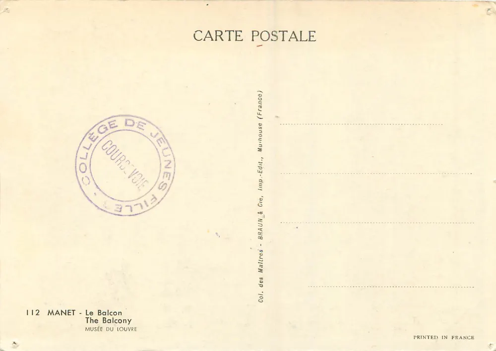 O Balcon — Manet — Edição Braun & Cie, Paris - Verso