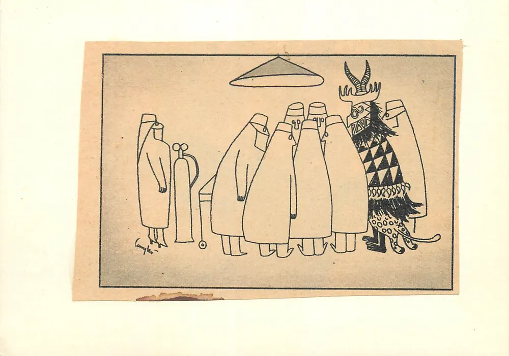 Scène de rituel — figure animale ornée — dessin signé 'G. G. K.' - Awers