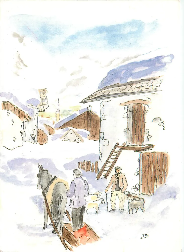La Plagne — Berg mit 10 Stationen — Aquarell von Joël Bonneton - Vorderseite