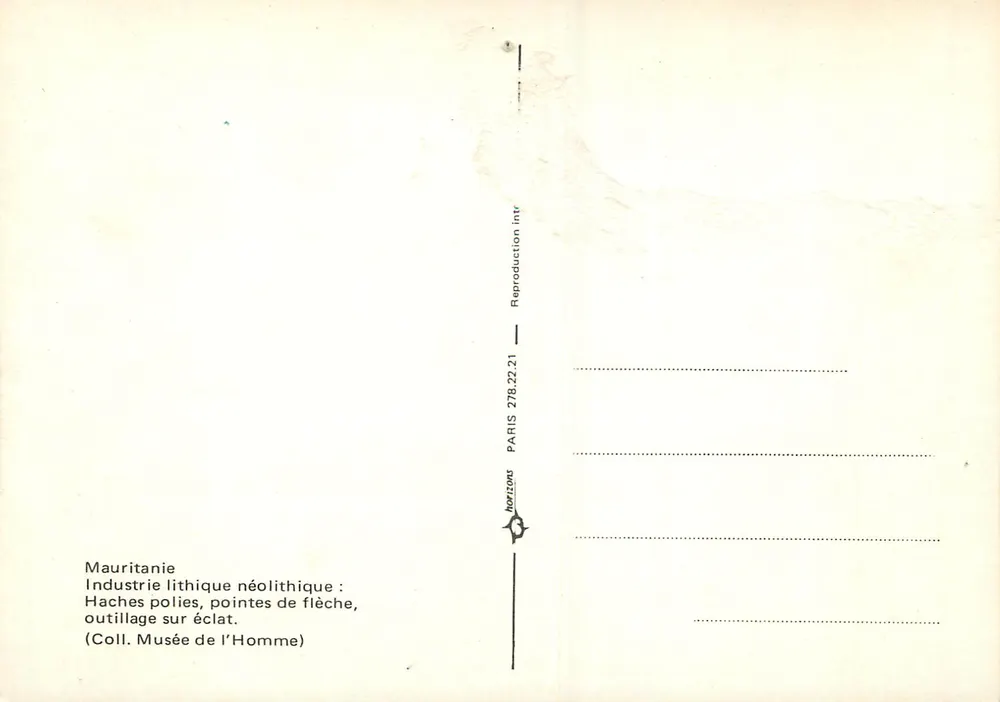 Mauritania — neolithische Steinindustrie — Musée de l'Homme, Paris - Rückseite