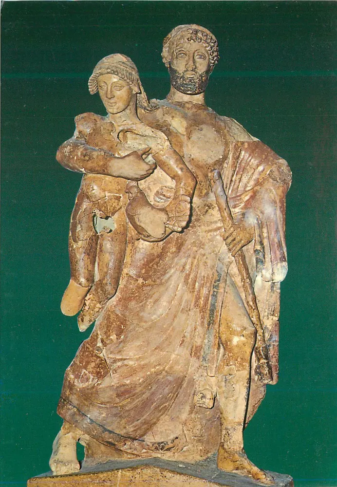 Olympia - Tonfigur aus Terrakotta, die Entführung des Ganymed durch Zeus darstellend - 470 v. Chr. - Éditions Kappa, Athen - Vorderseite