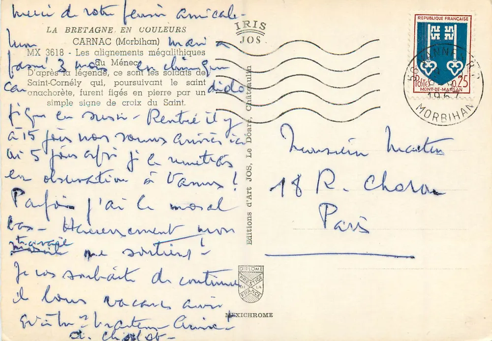 Carnac (Morbihan) — Megalithische Ausrichtungen von Ménez — Éditions d'Art Jos - Rückseite