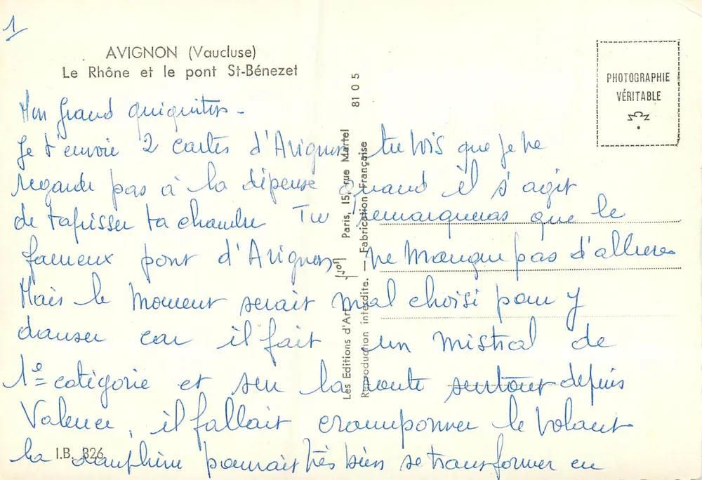Avignon (Vaucluse) — O Rio Rhône e o ponte Saint-Bénézet — Les Éditions d'Art Marrel - Verso
