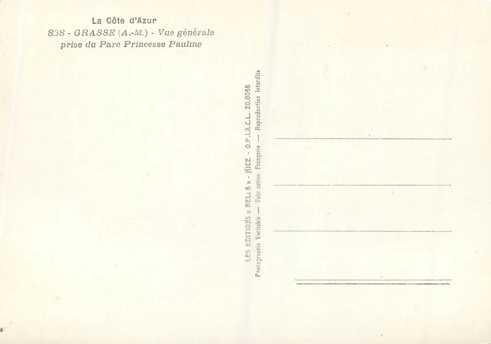 Grasse (A.M.) — Allgemeiner Blick vom Parc Princesse Pauline — Éditions Rella, Nice - Rückseite
