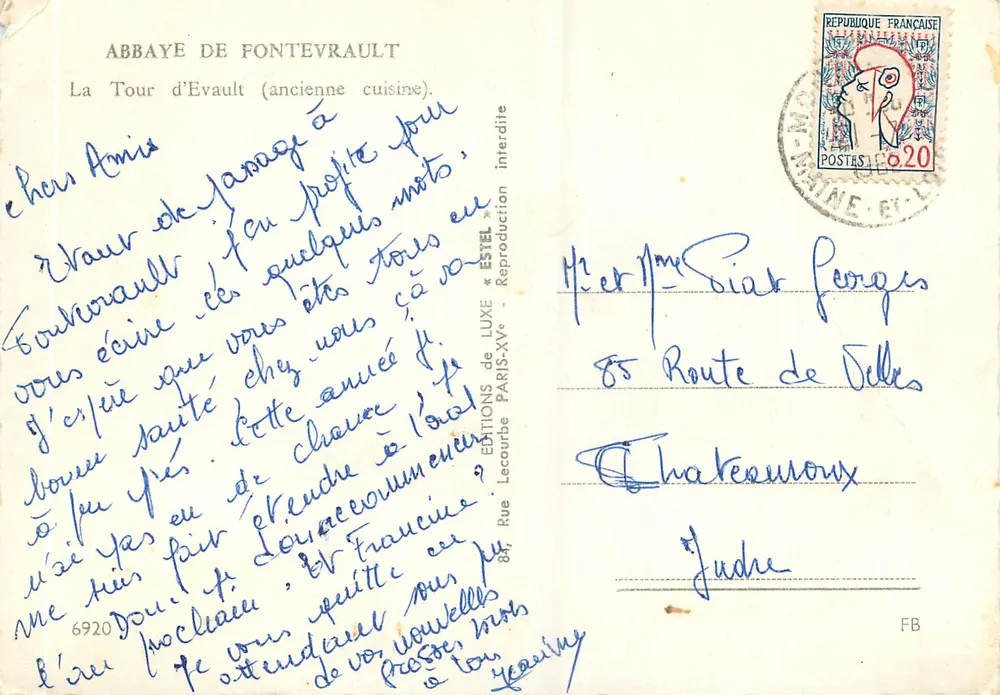 Abbaye de Fontevraud — La Tour d'Evault (ancienne cuisine) — Éditions Estel, Paris-XVe - Verso