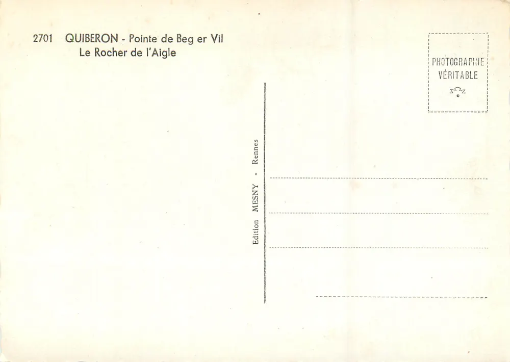 Quiberon - Punta di Beg er Vil — La Rocca dell'Aquila — Edizione MESNY, Rennes - Verso