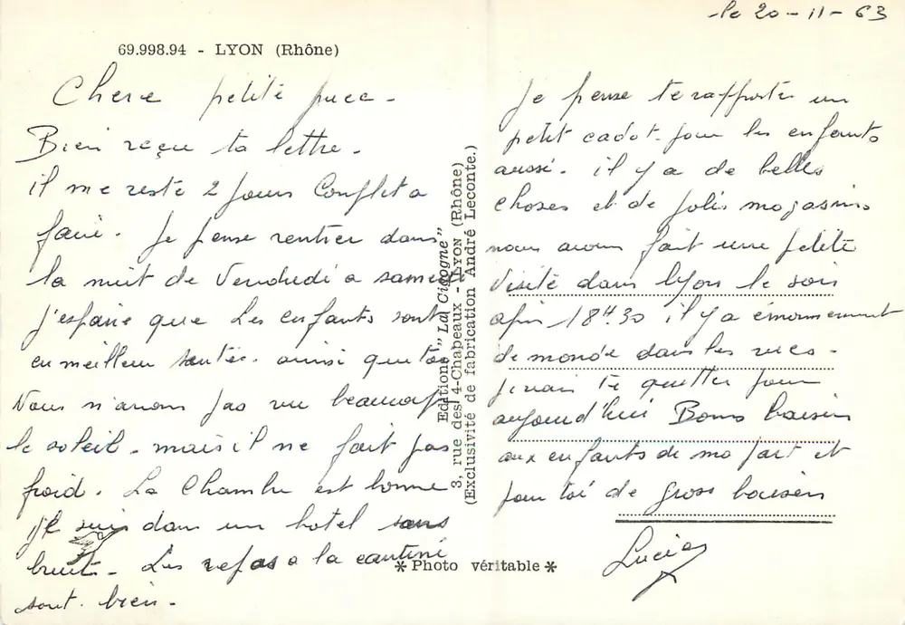 Lyon e suas praças — Edições Zol Cigogne, n° 69.998.94 - Verso