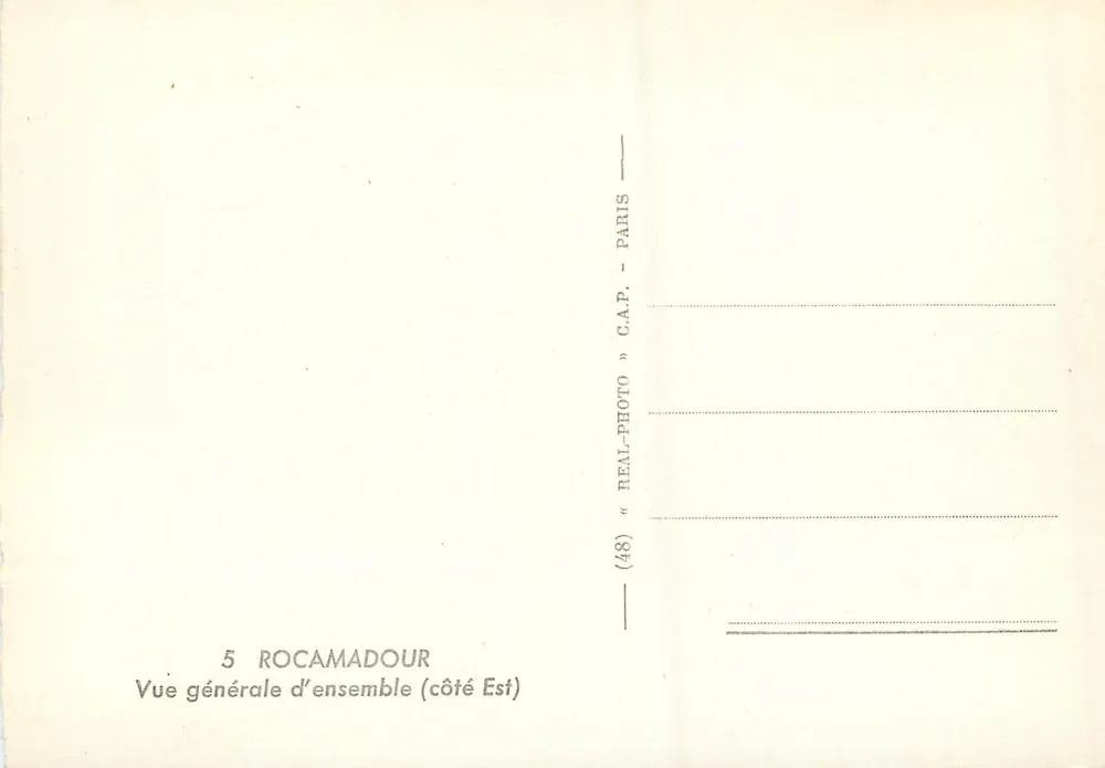 Rocamadour — Vista geral (lado Leste) — C.A.P. (Paris) - Verso
