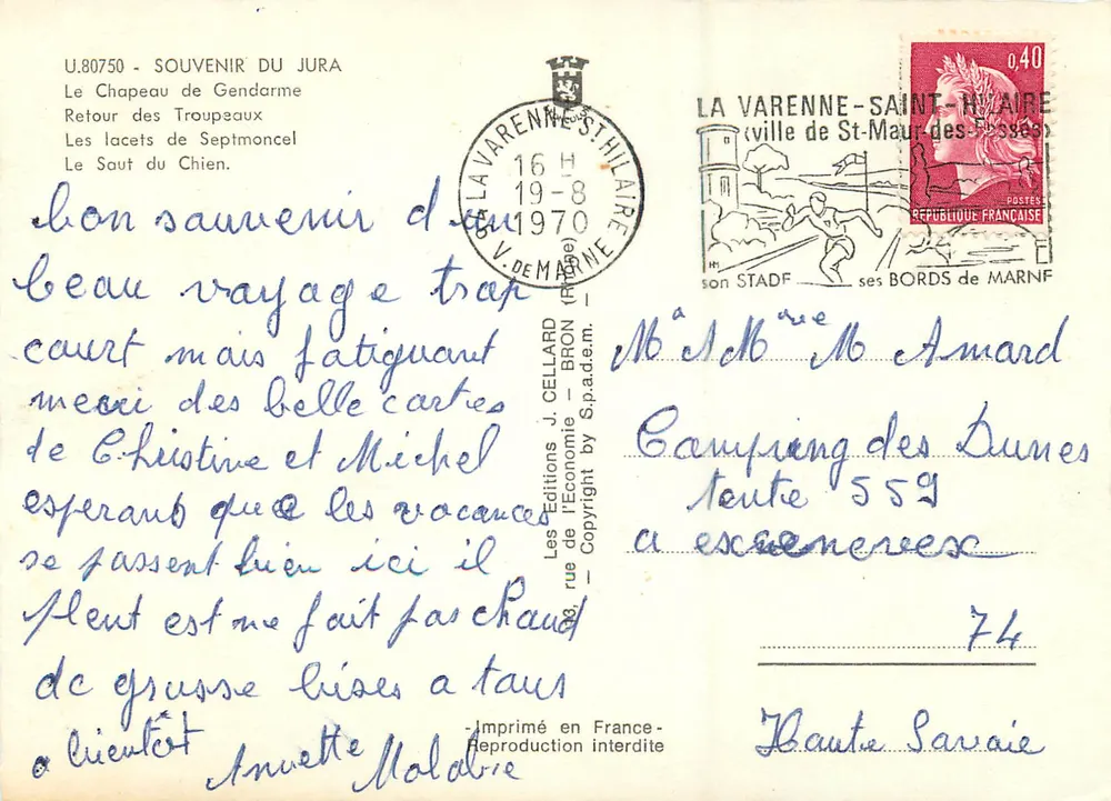 Paisagens do Jura — Les Éditions J. Cellard, n° U.80750 - Verso