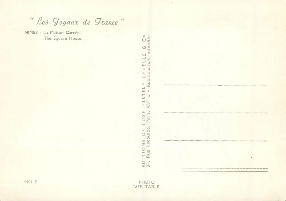 Tempel der Maison Carrée in Nîmes — Les Joyaux de France — Verlag Lavelle & Cie - Rückseite