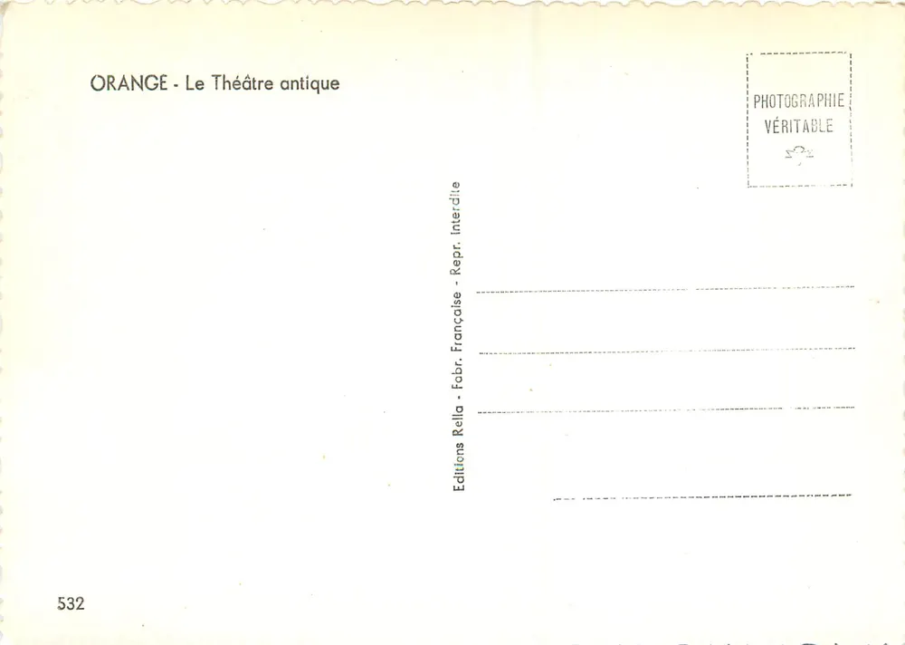 Orange - O Teatro Antigo — Éditions Rella, n° 532 - Verso