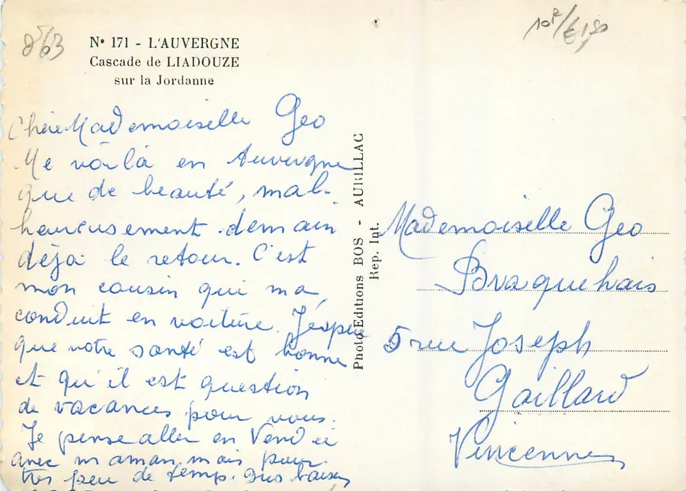 Cascade de Liadouze sur la Jordanne — L'Auvergne — Éditions BOS - Verso