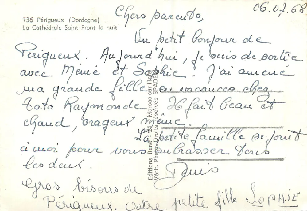Périgueux (Dordogne) — A Catedral Saint-Front à noite — Éditions René Vérit - Verso