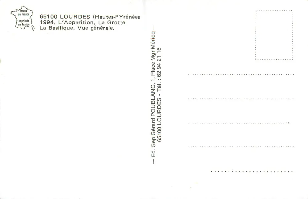 Lourdes — Erinnerung an Lourdes — Verlag Gérard Poulblanc - Rückseite